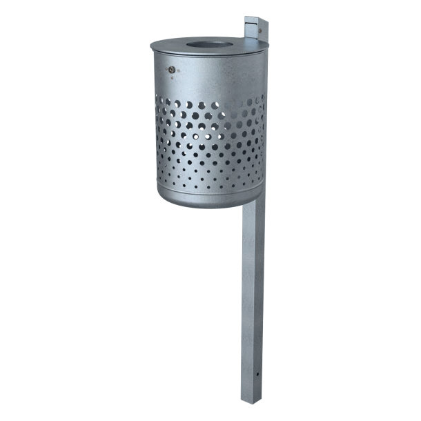 Free-standing litter bin, apporx. 50 l, with lid | hot dipped galvanized | without inside container